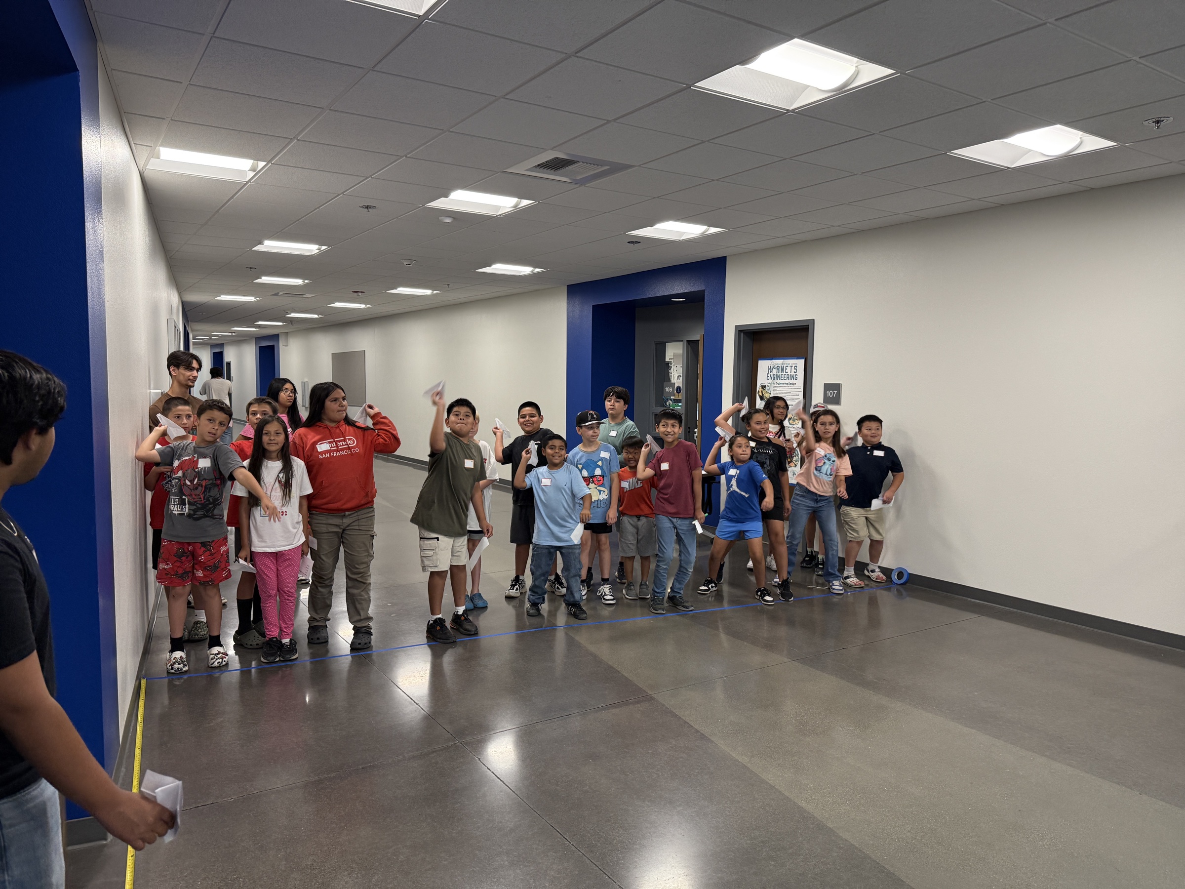 Students testing airplanes