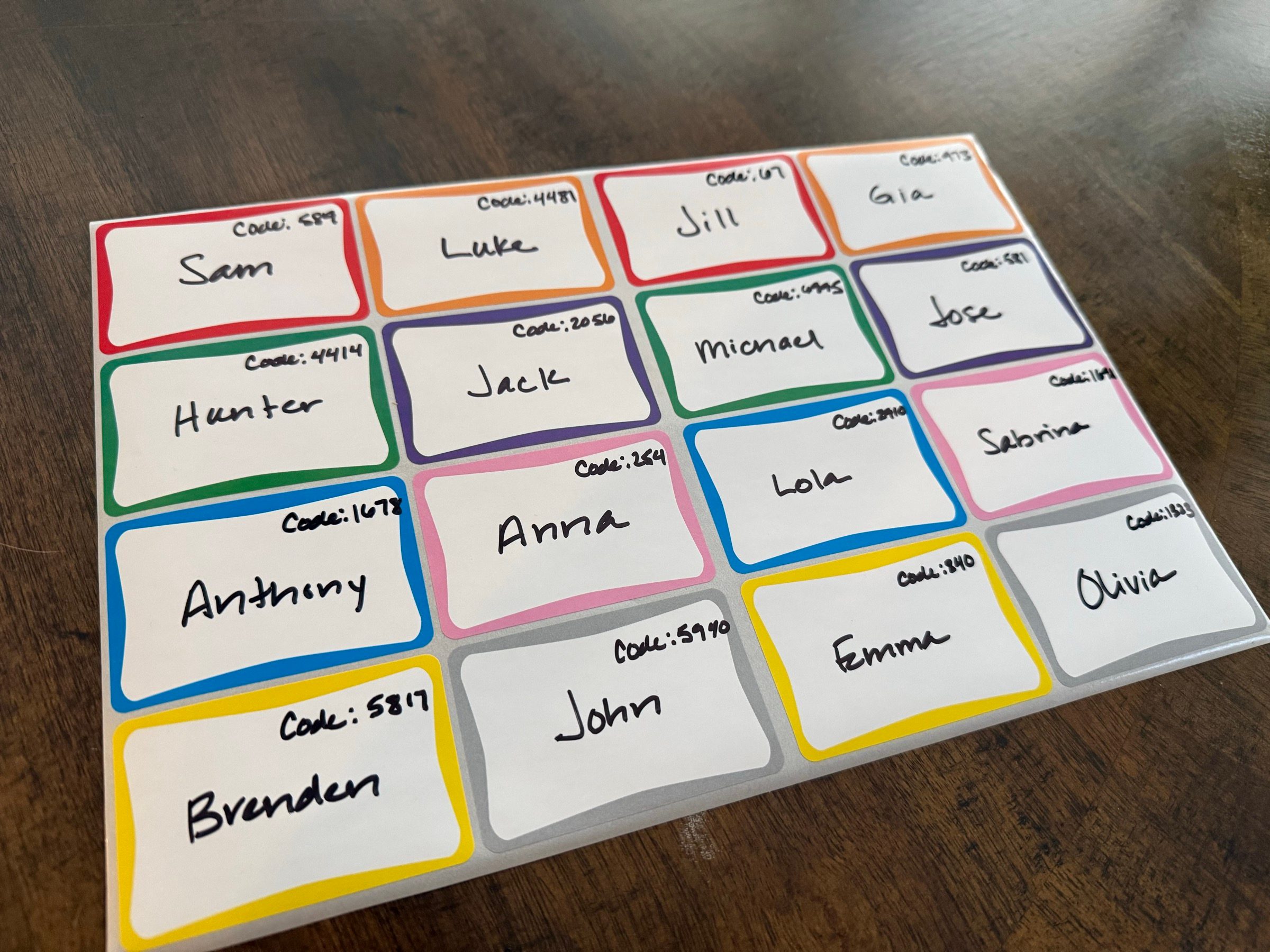 Student login name tags