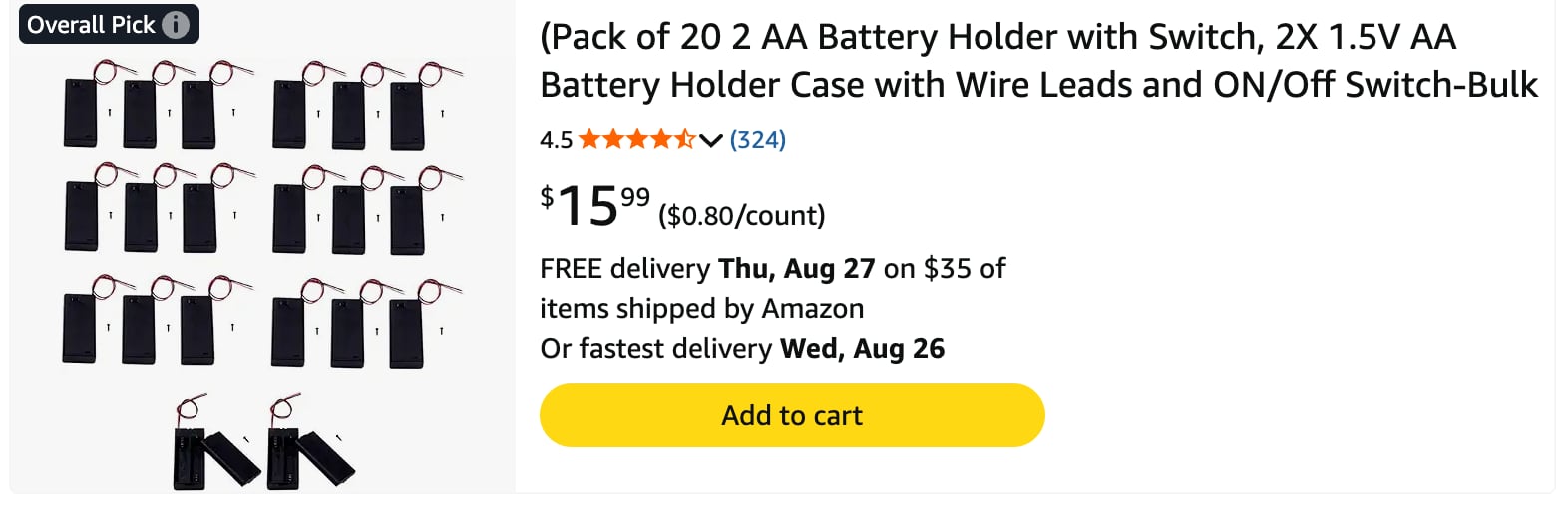Amazon listing for switched 2-AA battery holders