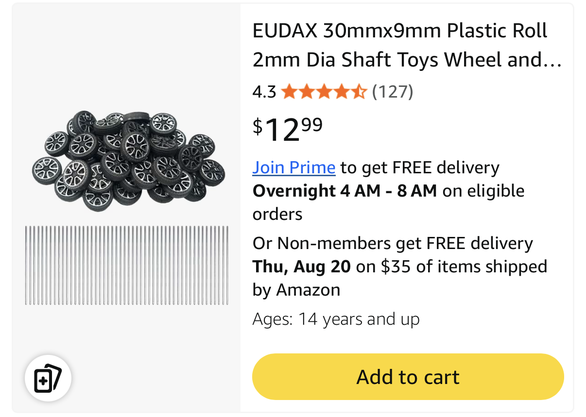 Recommended wheel-and-axle listing